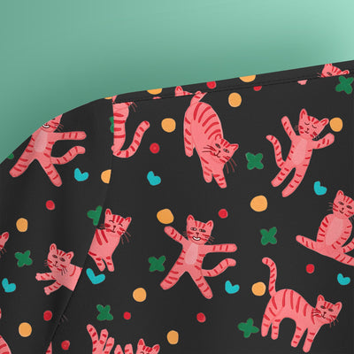 Cute Pink Cat Pattern Scrub Top, Comfortable Scrubs for Nurses