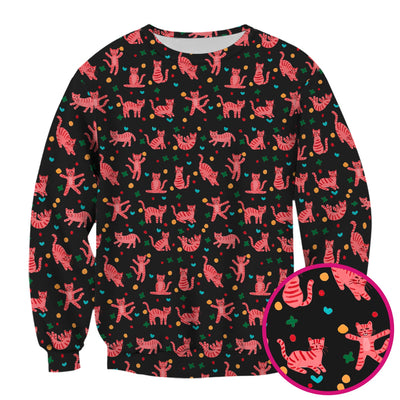 Cute Pink Cat Pattern Scrub Top, Comfortable Scrubs for Nurses