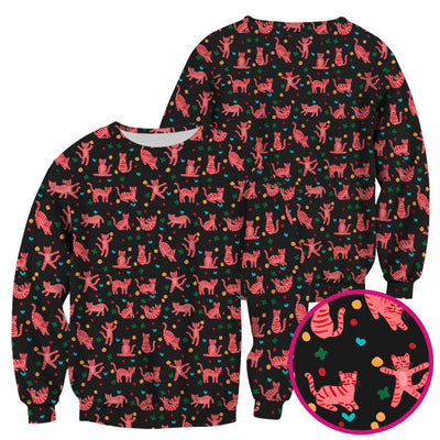 Cute Pink Cat Pattern Scrub Top, Comfortable Scrubs for Nurses