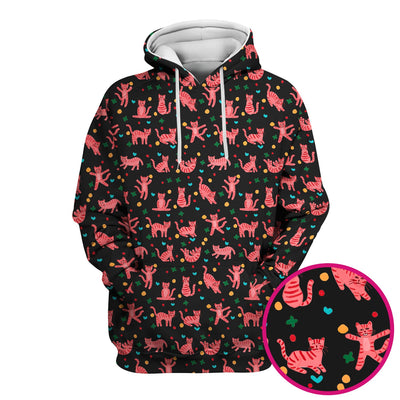 Cute Pink Cat Pattern Scrub Top, Comfortable Scrubs for Nurses