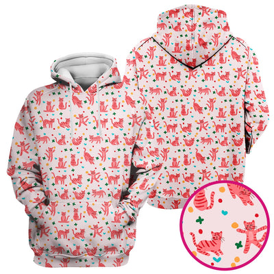 Cute Pink Cat Pattern Scrub Top, Comfortable Scrubs for Nurses