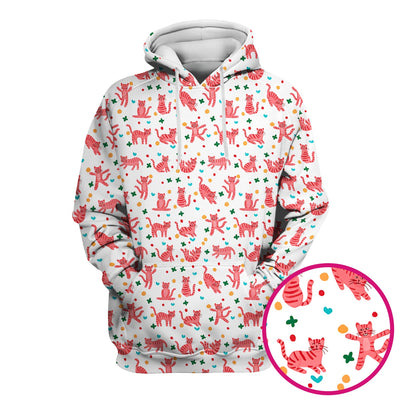 Cute Pink Cat Pattern Scrub Top, Comfortable Scrubs for Nurses