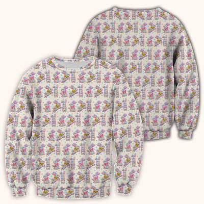 Cartoon Bunny All Over Print Scrub Top, Comfortable Scrubs for Nurses, Easter