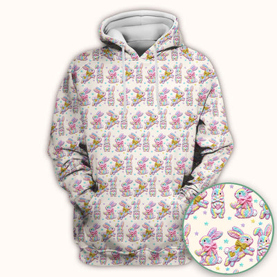 Cartoon Bunny All Over Print Scrub Top, Comfortable Scrubs for Nurses, Easter