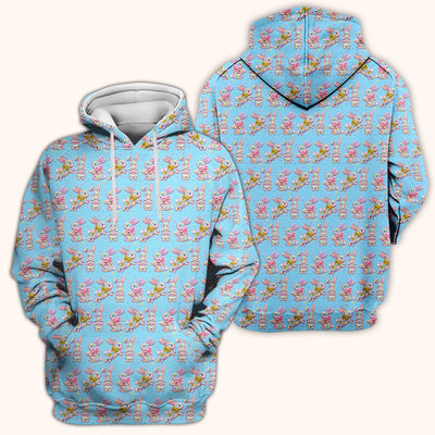 Cartoon Bunny All Over Print Scrub Top, Comfortable Scrubs for Nurses, Easter