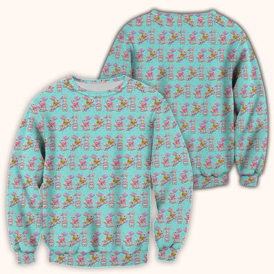 Cartoon Bunny All Over Print Scrub Top, Comfortable Scrubs for Nurses, Easter