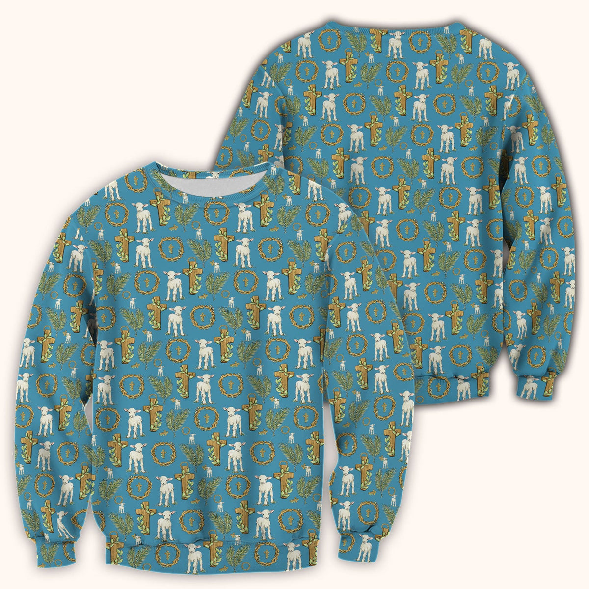 Faith Lamb Cross Pattern Scrub Top, Comfortable Scrubs for Nurses