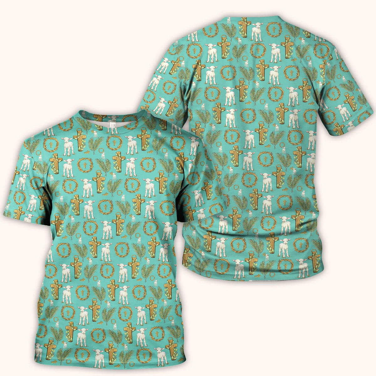 Faith Lamb Cross Pattern Scrub Top, Comfortable Scrubs for Nurses