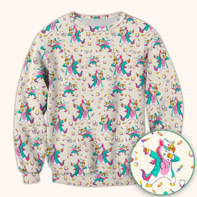 Cute Unicorn Nurse Dance Pattern Scrub Top, Breathable Fabrics Nursing Uniform