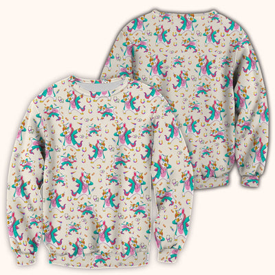 Cute Unicorn Nurse Dance Pattern Scrub Top, Breathable Fabrics Nursing Uniform