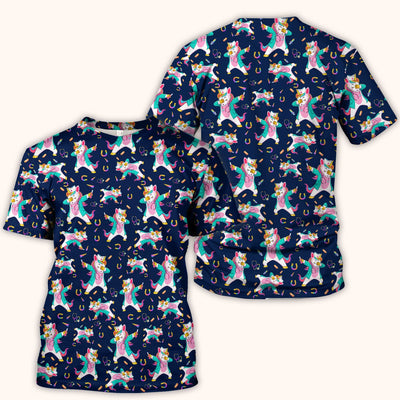 Cute Unicorn Nurse Dance Pattern Scrub Top, Breathable Fabrics Nursing Uniform