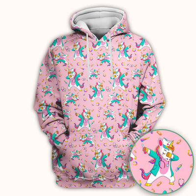 Cute Unicorn Nurse Dance Pattern Scrub Top, Breathable Fabrics Nursing Uniform