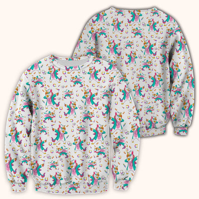 Cute Unicorn Nurse Dance Pattern Scrub Top, Breathable Fabrics Nursing Uniform
