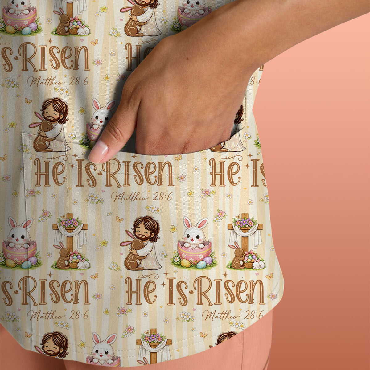 He Is Risen Jesus Easter Print Scrubs Nurses, Comfortable Scrubs for Nurses