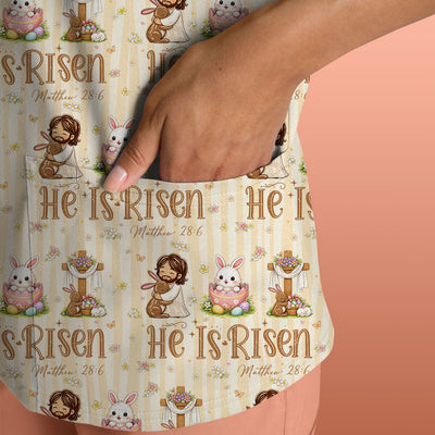 He Is Risen Jesus Easter Print Scrubs Nurses, Comfortable Scrubs for Nurses