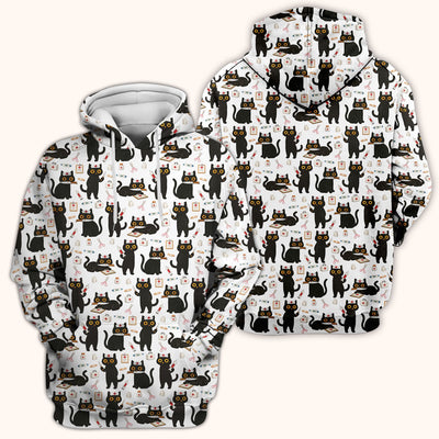 Cute Black Cat Nurse Pattern Scrub Top, Comfortable Scrubs for Nurses