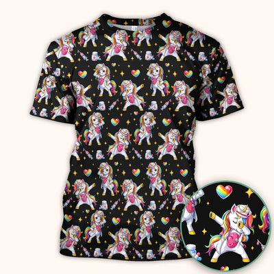 Playful Nurse Unicorn Rainbow Pattern Scrub Top, Comfortable Scrubs for Nurses