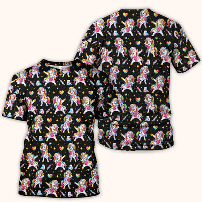 Playful Nurse Unicorn Rainbow Pattern Scrub Top, Comfortable Scrubs for Nurses