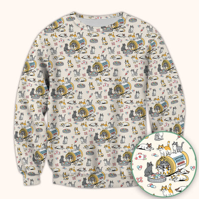 Cute Cat Serotonin Booster Pattern Scrub Top, Comfortable Scrubs for Nurses