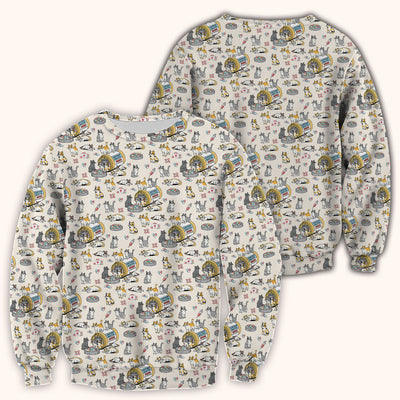 Cute Cat Serotonin Booster Pattern Scrub Top, Comfortable Scrubs for Nurses