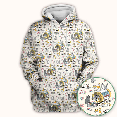 Cute Cat Serotonin Booster Pattern Scrub Top, Comfortable Scrubs for Nurses