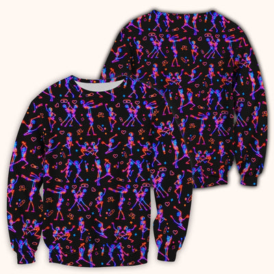 Neon Dancing Skeleton Medical Pattern Scrub Top, Comfortable Scrubs for Nurses