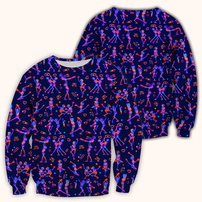Neon Dancing Skeleton Medical Pattern Scrub Top, Comfortable Scrubs for Nurses