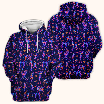 Neon Dancing Skeleton Medical Pattern Scrub Top, Comfortable Scrubs for Nurses