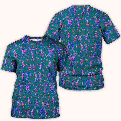 Neon Dancing Skeleton Medical Pattern Scrub Top, Comfortable Scrubs for Nurses