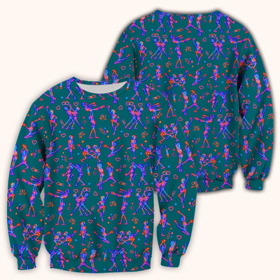 Neon Dancing Skeleton Medical Pattern Scrub Top, Comfortable Scrubs for Nurses