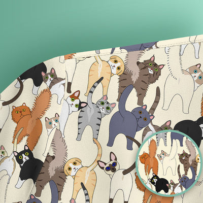 Whimsical Multicolor Cat Cartoon Pattern Scrub Top, Comfortable Scrubs for Nurses