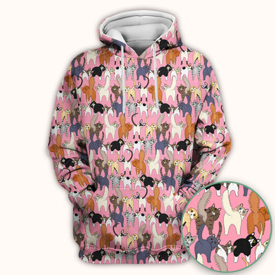 Whimsical Multicolor Cat Cartoon Pattern Scrub Top, Comfortable Scrubs for Nurses