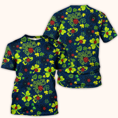 Ladybug Clover Floral Pattern Print Scrubs Nurses, Breathable Fabrics Nursing Uniform