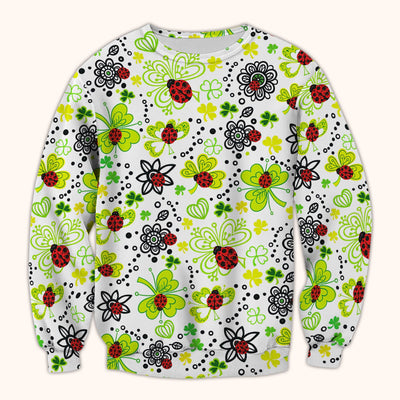 Ladybug Clover Floral Pattern Print Scrubs Nurses, Breathable Fabrics Nursing Uniform