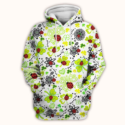 Ladybug Clover Floral Pattern Print Scrubs Nurses, Breathable Fabrics Nursing Uniform