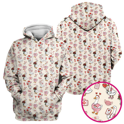 Cute Goose Nurse Medical Pattern Scrub Top, Comfortable Scrubs for Nurses