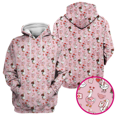 Cute Goose Nurse Medical Pattern Scrub Top, Comfortable Scrubs for Nurses