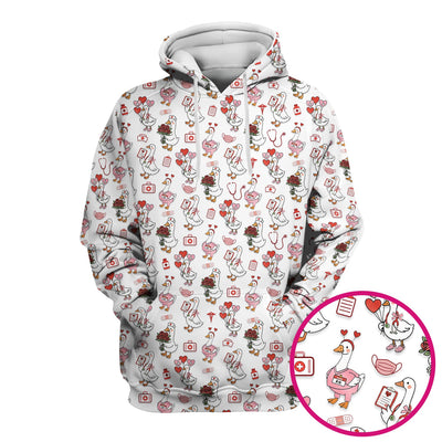 Cute Goose Nurse Medical Pattern Scrub Top, Comfortable Scrubs for Nurses