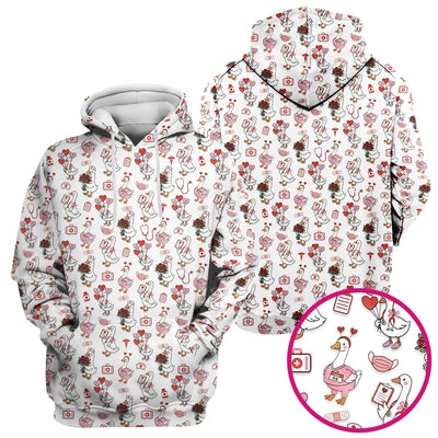 Cute Goose Nurse Medical Pattern Scrub Top, Comfortable Scrubs for Nurses