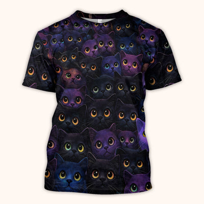 Cute Cat Eyes Pattern Scrub Top for Nurses, Breathable Fabrics Nursing Uniform