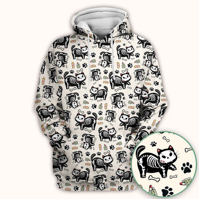 Skeleton Cat Medical Pattern Scrub Top, Comfortable Scrubs for Nurses