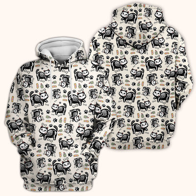Skeleton Cat Medical Pattern Scrub Top, Comfortable Scrubs for Nurses
