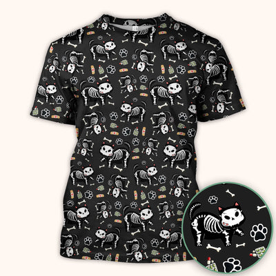 Skeleton Cat Medical Pattern Scrub Top, Comfortable Scrubs for Nurses