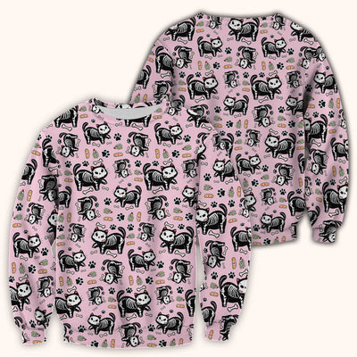 Skeleton Cat Medical Pattern Scrub Top, Comfortable Scrubs for Nurses