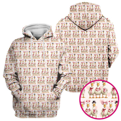 Charming Valentine Goose Heart Pink Design Scrub Top, Comfortable Scrubs for Nurses