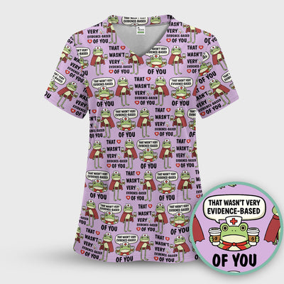 Funny Frog Nurse Quote Medical Pattern Scrub Top, Breathable Fabrics Nursing Uniform