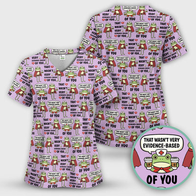 Funny Frog Nurse Quote Medical Pattern Scrub Top, Breathable Fabrics Nursing Uniform