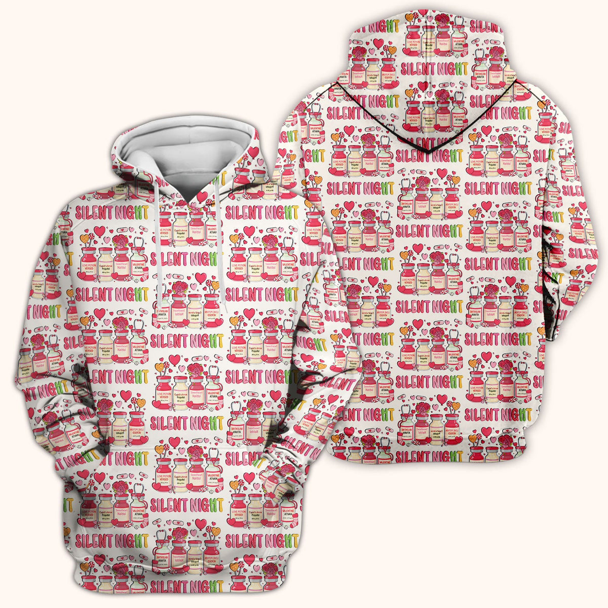 Valentine Silent Night Love Design Scrubs Top, Comfortable Scrubs for Nurses