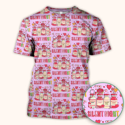 Valentine Silent Night Love Design Scrubs Top, Comfortable Scrubs for Nurses