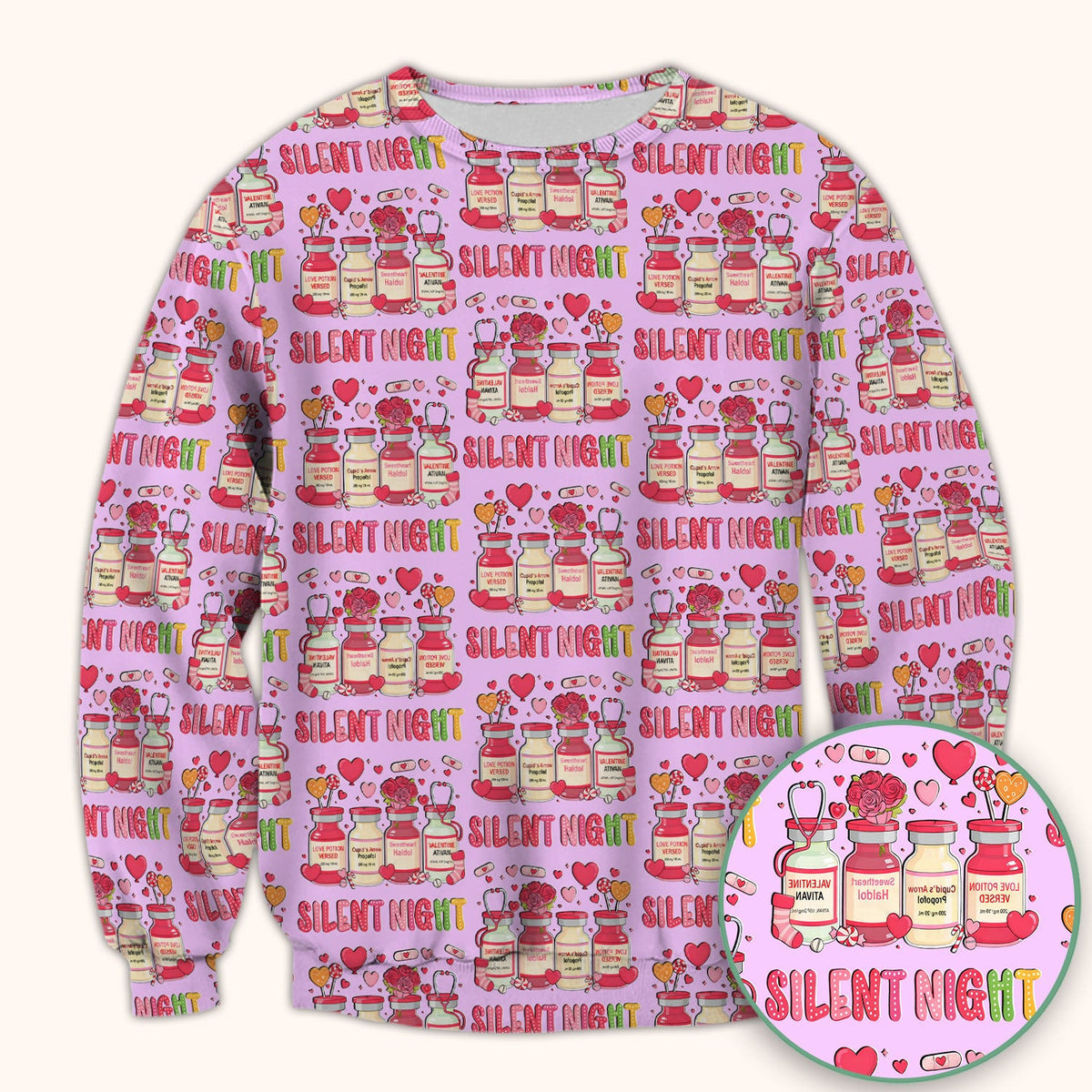 Valentine Silent Night Love Design Scrubs Top, Comfortable Scrubs for Nurses